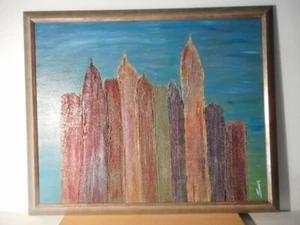 Gemälde Building Hochhaus Landschaft Urban Ville USA Vereinigte? Sauves - Picture 1 of 8