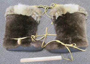 Vintage Biberfell Alaska Mukluks, Kaninchenfellbesatz, gefüttert, schöner Zustand Mukluk - Bild 1 von 15