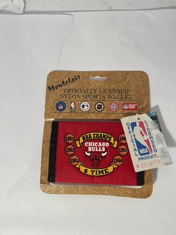 Vintage 90's Chicago Bulls Hook And Loop Embroidered Wallet New With Tag NBA Cover