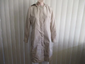 VALLEYGIRL CONTEMPORARY COAT 10 LIGHT BROWN HOOD KNEE LENGTH BUTTON UP - Picture 1 of 7