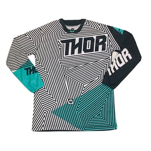 Thor Motocross T-Shirt Größe Medium Pulse Geo Tec Poly Aqua/Schwarz/Weiß  - Bild 1 von 6