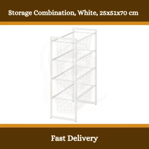 JONAXEL Storage Rack with Baskets 4Tier-Shelving Unit Organizer White 25x51x70cm - Picture 1 of 5