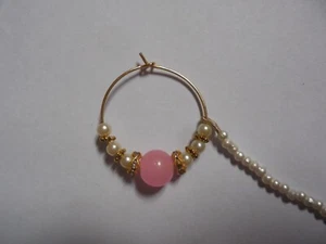 Gold Plated Ethnic Small Nose Ring Nath Non Pierced Nose Bridal Hoop Wedding - Picture 1 of 3