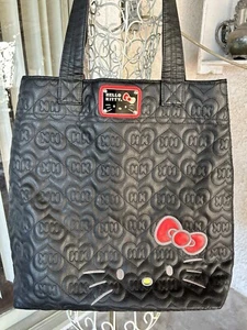 Loungefly Hello Kitty Quilted Bows Black  Large Tote Bag Purse. - Picture 1 of 19