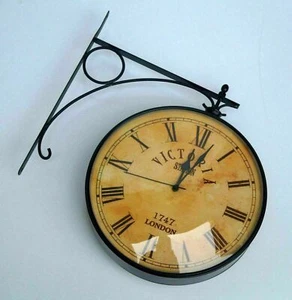 Home Garden Vintage Industrial Double Sided Clock Victoria Railway Station Clock - Picture 1 of 7