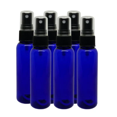 GREENHEALTH 2 fl oz Cobalt Blue Glass Bottle w/ Black Spray Cap Free Ship Quantity Discounts