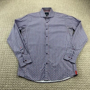 Daniel Hechter Paris Dress Shirt Men Medium M Blue Purple Colorful Formal Polo - Picture 1 of 8