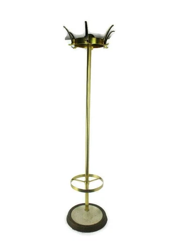 Standing Hall Tree Coat Hallway Rack Brass Mid Century Umbrella Cane Stand Cover