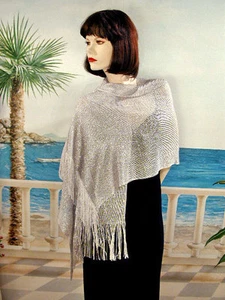 Long Shawl Wrap Scarf Hijab Solid and Metallic Threads Sparkly 39 Colors  - W325 - Picture 1 of 51