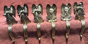 Avon Heavy Brass Christmas Angel Stocking Holder (6) - Picture 1 of 3