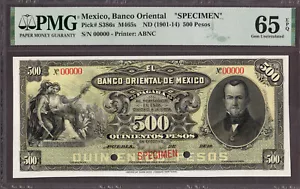 Messico Banco Oriental 500 Pesos ND (1901-14) ESEMPLARE P-S386s GEM UNC PMG 65 EPQ - Foto 1 di 2