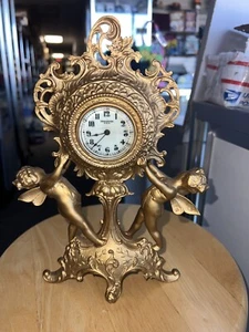 Antique - New Haven Clock - Victorian - Brass - Gold - Cherubs - Picture 1 of 24