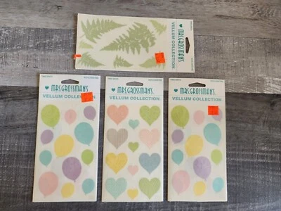 Scrapbook Stickers LOT Balloons Hearts Ferns Vellum Grossman's Retired NEW #38 - Image 1 of 4