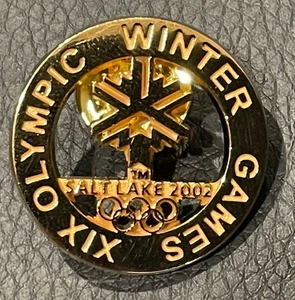 2002 Salt Lake City Utah Olympics Pin Winter Games XIX Gold - Picture 1 of 3