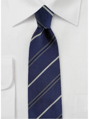 Ted Baker London Mens Silk Tie Navy Blue Gray Striped Pin Dot Slim Necktie - Image 1 of 4