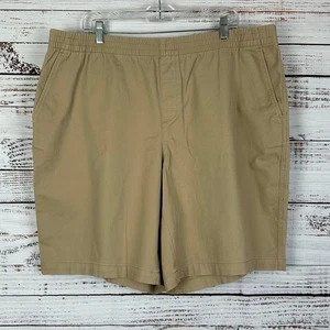 Women Lands End Khaki Tan Cotton Stretch Pull On Elastic Waist Shorts Casual 20W - Picture 1 of 7