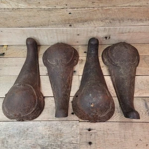Antikes 4er Set Gusseisen Vintage Holz/Kohle Ofenbeine Füße oder Mehrzweck - Bild 1 von 10