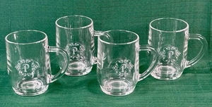 4-Vintage Pressed Glass Clear Monogrammed Letter "P" Wreath Mug Made USA Heavy - Picture 1 of 17