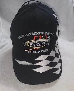 Monaco Monte Carlo Black F1 Formula 1 Embroidery Cap 100% Cotton Adjustable Hat - Picture 1 of 6