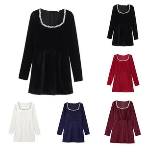 Wearable Elegant Aline Gown in Soft Velvet Fabric with Bead Embellishments - Picture 1 of 15