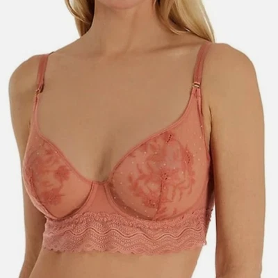 Sujetador Chantelle Blanqueado Encaje Sumergible Sin Forro 32D Melocotón Delight Bordado Transparente Foto 1 de 4