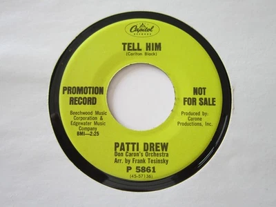 60s SOUL Patti Drew TELL HIM Turn Away From Me CAPITOL #5861 Promo EX - Image 1 of 2