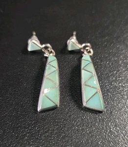 Navajo Ohrringe Sterlingsilber Türkis Inlay - Bild 1 von 8