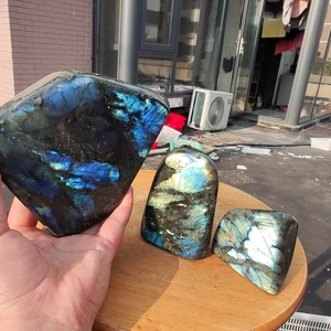 5.2LB 3Pcs Natural Labradorite moonstone Quartz Crystal Freeform Specimen - Picture 1 of 11