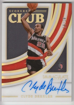 2021-22 Panini Immaculate Clyde Drexler Scorers Club Gold Auto 10/10 1/1 - Image 1 of 2