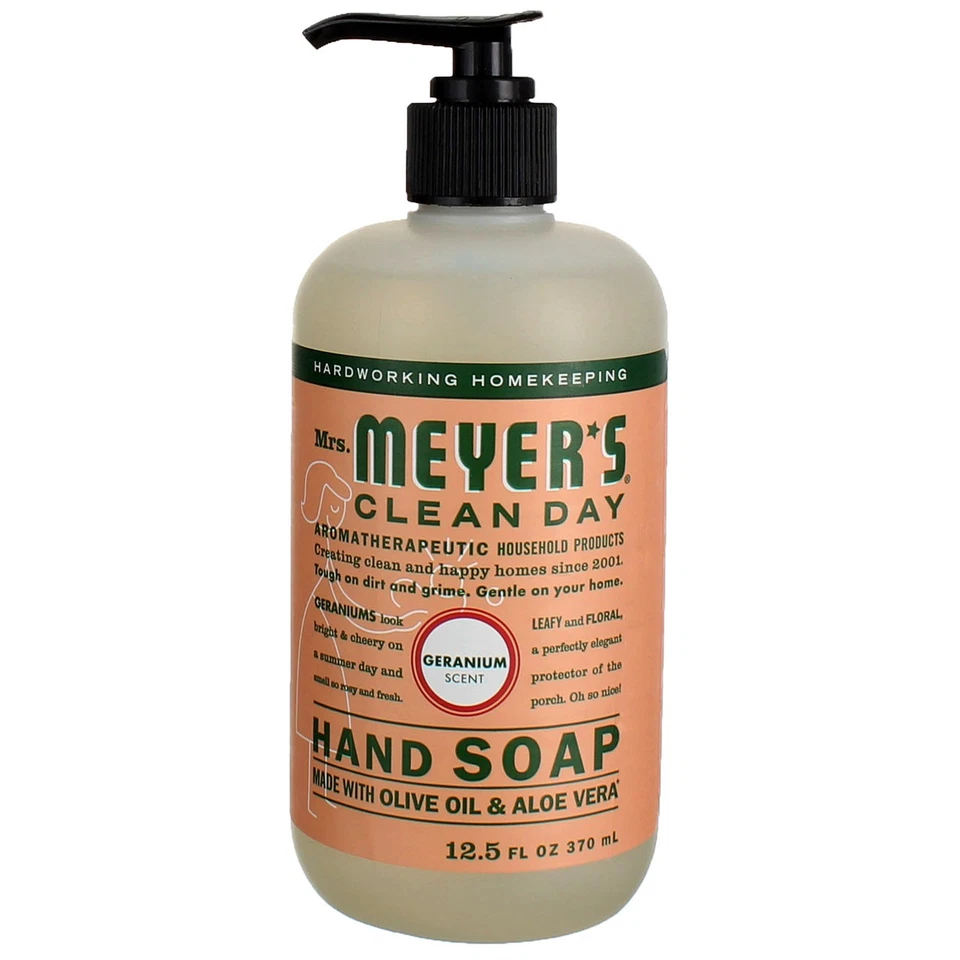 Paquete de 2 jabones líquidos de manos Mrs. Meyer's Clean Day, geranio, 12,5 fl oz Foto 1 de 2