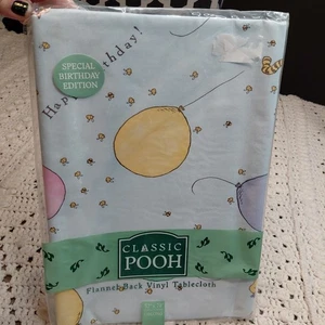 De Colección Winnie The Pooh Mantel Franela Vinilo Oblongo 52x70 Fiesta Nuevo de Lote Antiguo Cumpleaños - Imagen 1 de 3