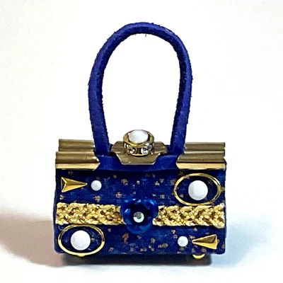 "Único bolso de muñeca Barbie azul y dorado para muñecas de moda de 11"" diseñado por Bee" Foto 1 de 4