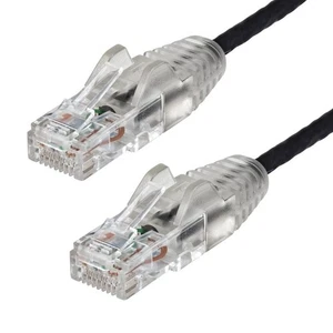Startech 0.5m Slim Cat6 Cable - Black - Snagless - 28 Awg Copper Wire - Picture 1 of 3