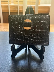 NEW OLD STOCK MARKENLOSE DAMEN-GELDBÖRSE/GELDBÖRSE SCHWARZ VINYL MESSING ANGELAUFEN - Bild 1 von 7