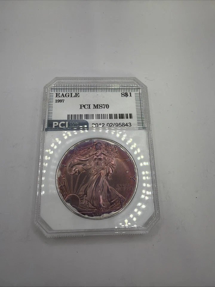 1997 American Silver Eagle $1 PCI MS70 Beautiful  Toner - Image 1 of 4
