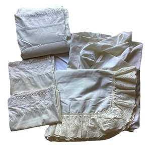 Vtg Dan River 5pc Bedding Set USA Made Full/Double Size Decorative Edges Cottage - Picture 1 of 18