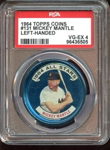 1964 Topps Baseball Coin Insert #131 Mickey Mantle All Star Lefty Var PSA 4 VGEX - Picture 1 of 2
