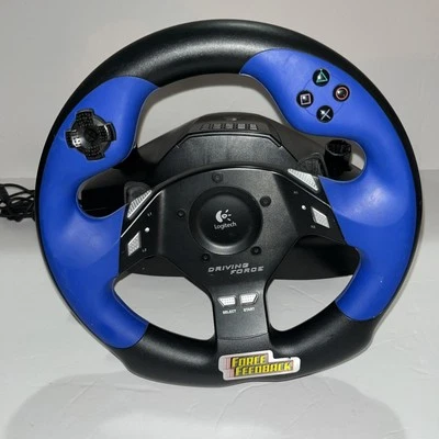 Logitech Driving Force Steering Wheel for Playstation 2 PS2 Blue Tested - Image 1 of 4