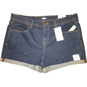 Pantaloncini donna denim con polsini Old Navy taglia 14 lavaggio scuro classici casual - Foto 1 di 3