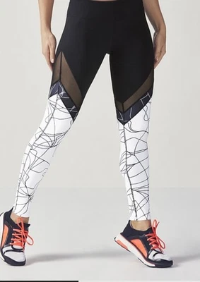 Fabletics Size Large Mid-rise Mesh PowerHold Leggings Black white no tag salar - Image 1 of 4
