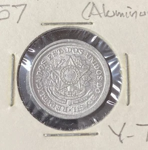 1957 Brazil 20 Centavos Aluminum Coin Free Shipping - Picture 1 of 2