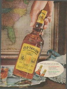 1955 Old Taylor Kentucky Straight Bourbon Whiskey U.S. Map Vintage Print Ad - Picture 1 of 1