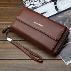 Large Capacity Leather Long Wallet Cash Phone Card Holder Handbag for Men Gift