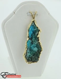 Druzy Chrysokoll 14k Gold Anhänger, Halskette - Bild 1 von 9