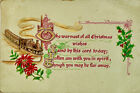 1914 Embossed Christmas Postcard - Mistletoe Holly Toy Trains