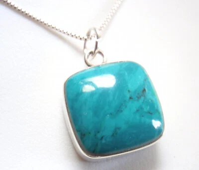 Reversible Mother of Pearl and Blue Green Turquoise 925 Sterling Silver Necklace - Image 1 of 4