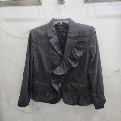 MARC JACOBS Vintage Pinestripe Collar Ruffle Buttoned Short Jacket Blazer Size 4 Foto 1 de 4