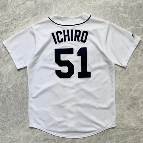 VTG 00s MLB ICHIRO SEATTLE MARINERS JERSEY MAJESTIC WHITE SIZE L Cover