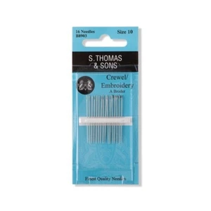Size 10 -- Crewel / Embroidery -- Hand Sewing Needles --- S. Thomas & Sons® - Picture 1 of 1