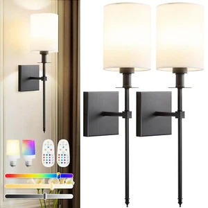 Rechargeable Wireless Sconces Set of 2, Battery Operated Wall Sconce with Rem... - Picture 1 of 7